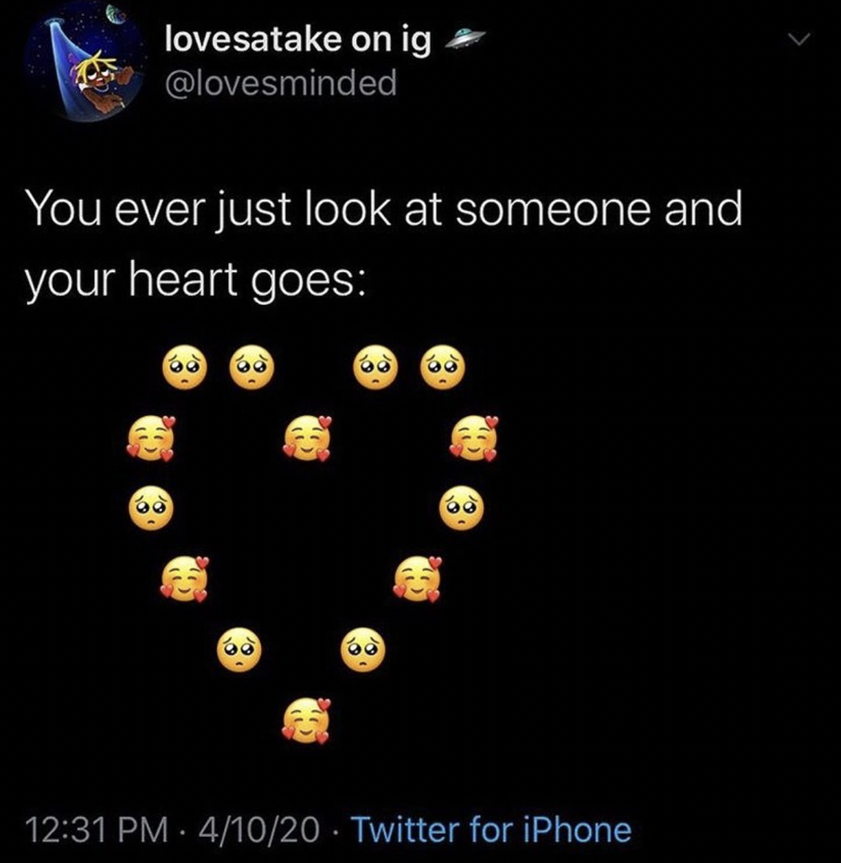 screenshot - lovesatake on ig You ever just look at someone and your heart goes 41020 Twitter for iPhone 4